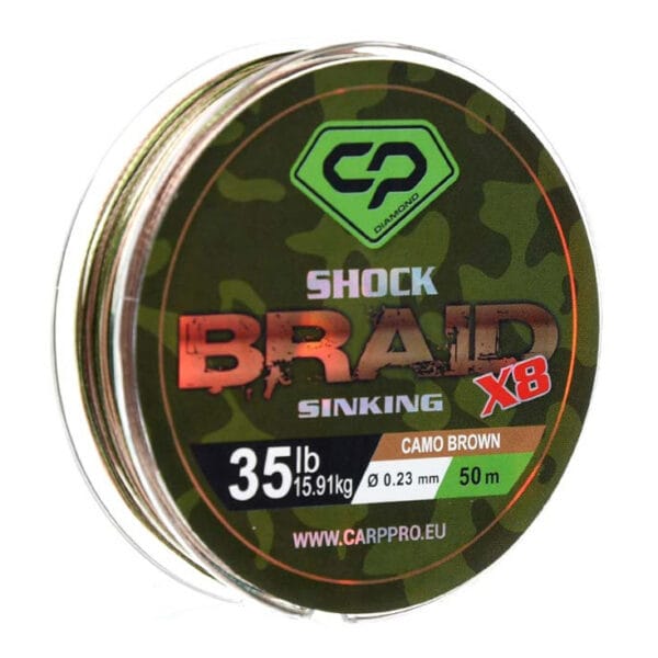 Shock Leader Carp Pro Diamond Shock Braid PE X8 0.23mm 50m Camo Brown - imagine 2