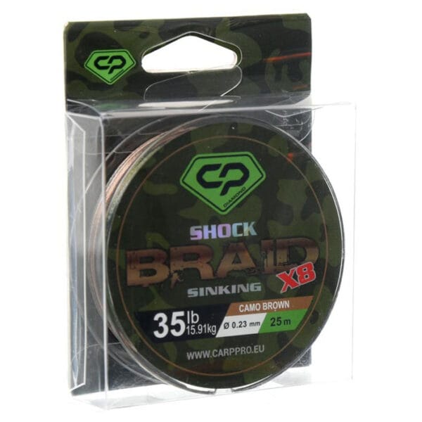 Fir Shock Leader Carp Pro Diamond Shock Braid PE X8 0.23mm/25m Camo maro - imagine 2