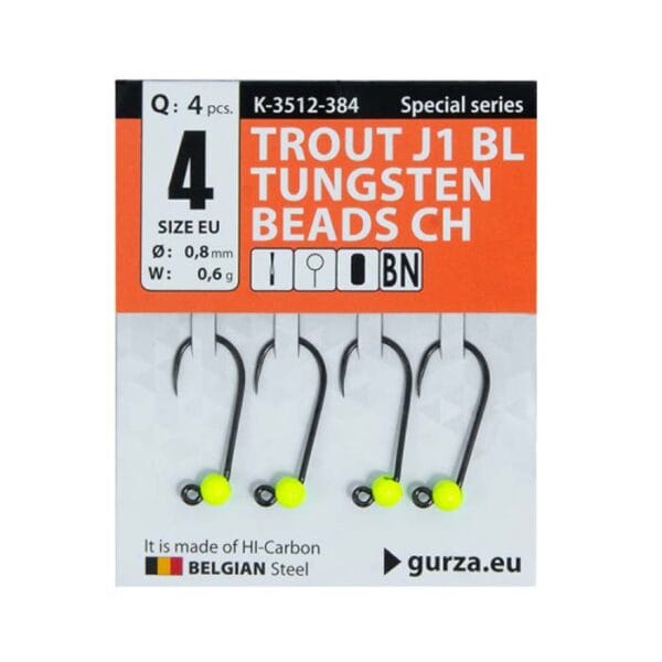 Jig Gurza Trout Tungsten Beads J1 Chartreuse #4 / 0,60g - imagine 2
