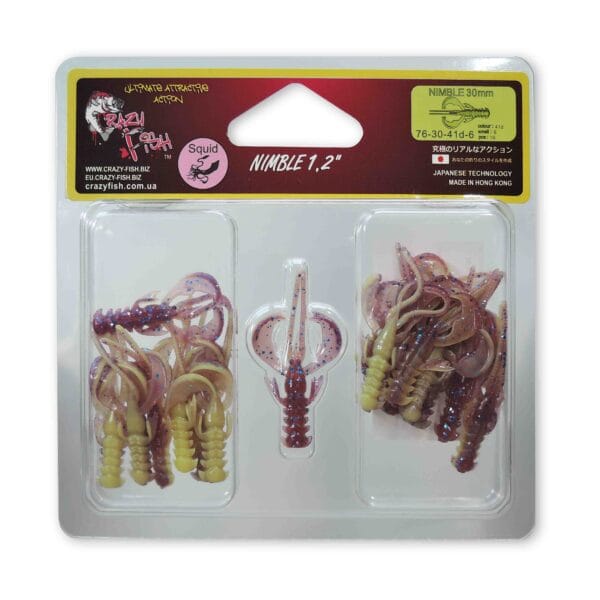 Năluca soft Crazy Fish Nimble 30mm culoare 41D Сalmar Sinking - imagine 2