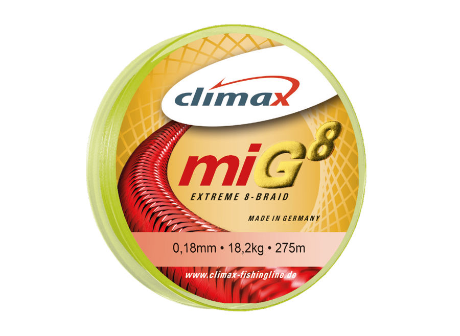 Fir textil CLIMAX MIG8 FLUO YELLOW 135m 0.30mm 29.6kg Fir textil CLIMAX MIG8 FLUO YELLOW 135m 0.30mm 29.6kg