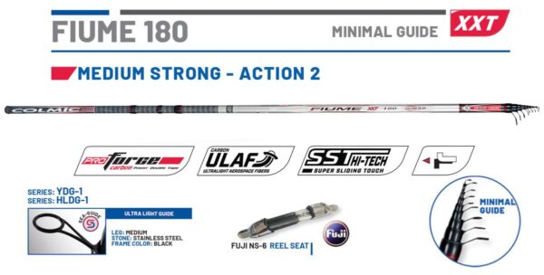 Lanseta bologneza COLMIC FIUME 180 XT 8M 18GR Minimal Guide Fuji RS