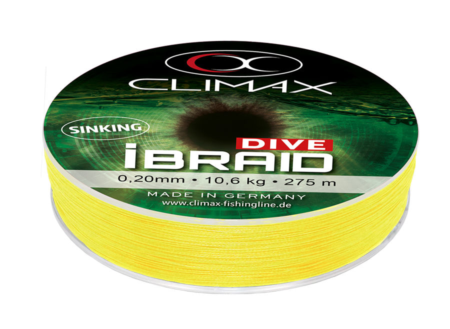 Fir textil CLIMAX iBRAID DIVE SINKING FLUO YELLOW 275m 0.12mm 5.0kg Fir textil CLIMAX iBRAID DIVE SINKING FLUO YELLOW 275m 0.12mm 5.0kg