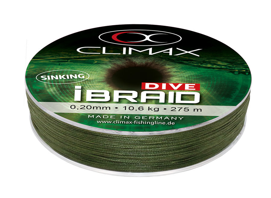 Fir textil CLIMAX iBRAID DIVE SINKING OLIVE GREEN 135m 0.15mm 7.5kg Fir textil CLIMAX iBRAID DIVE SINKING OLIVE GREEN 135m 0.15mm 7.5kg