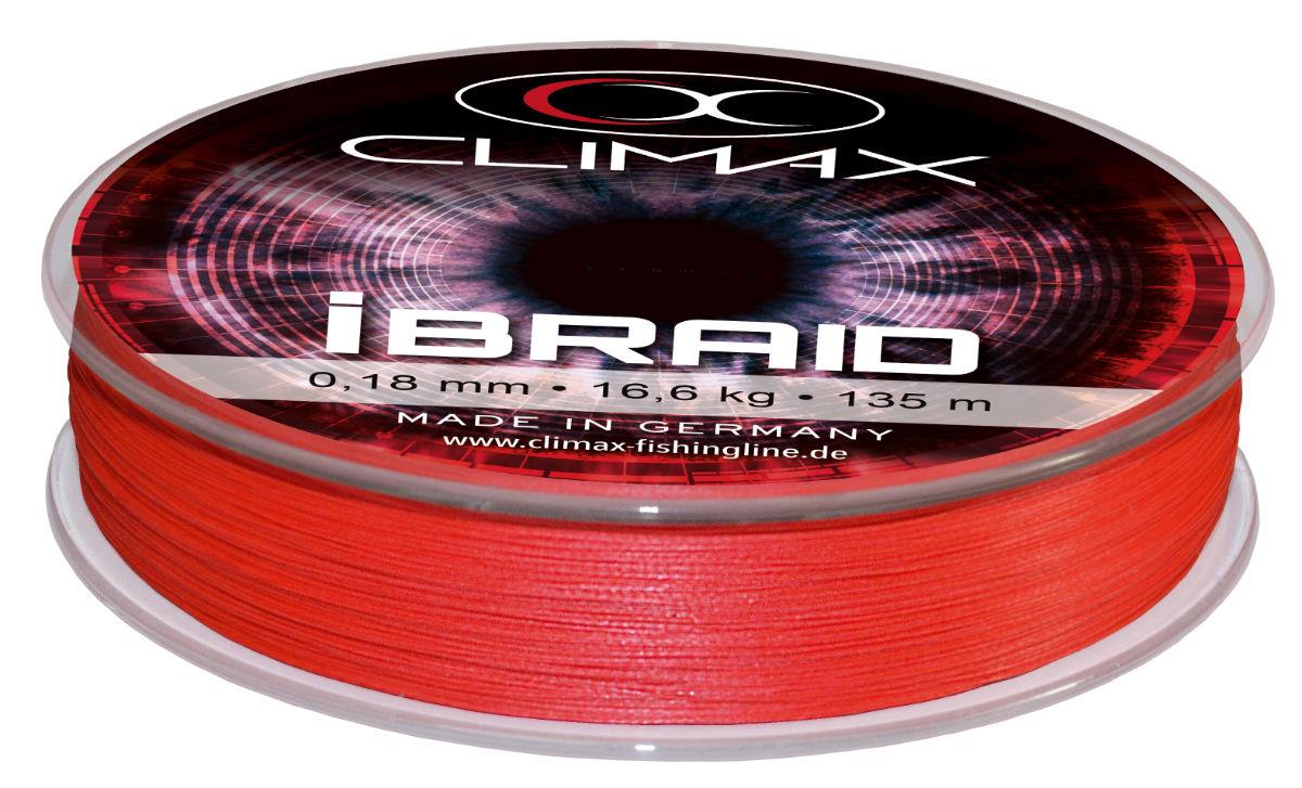 Fir textil CLIMAX iBRAID X8 FLUO RED 135m 0.18mm 16.6kg Fir textil CLIMAX iBRAID X8 FLUO RED 135m 0.18mm 16.6kg