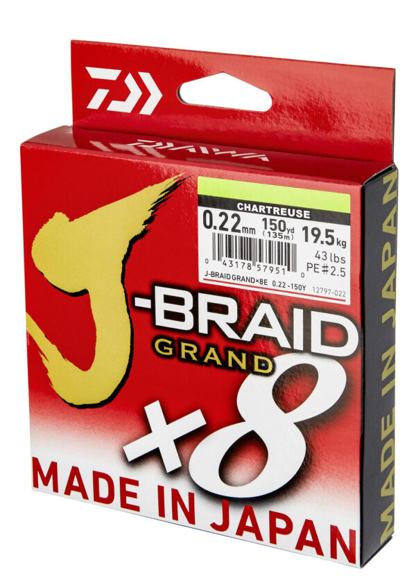 Fir textil Daiwa J-Braid Grand X8E Chartr. 0,06mm/5,0kg/135m - imagine 2