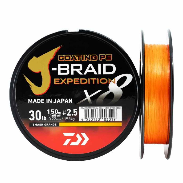 Плетений шнур DAIWA J-BRAID EXPEDITION X8 PE020MM/16,0KG/150M ORANGE