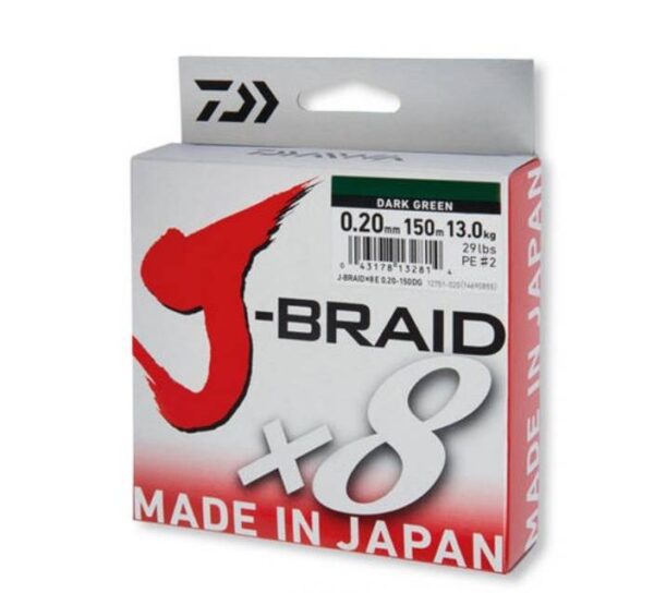 Fir textil Daiwa J-Braid X8 Verde 0,22mm/17kg/150m - imagine 2