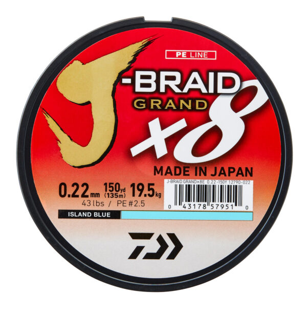 Fir textil Daiwa J-Braid Grand X8E Blue 0,18mm/12,5kg/135m - imagine 2
