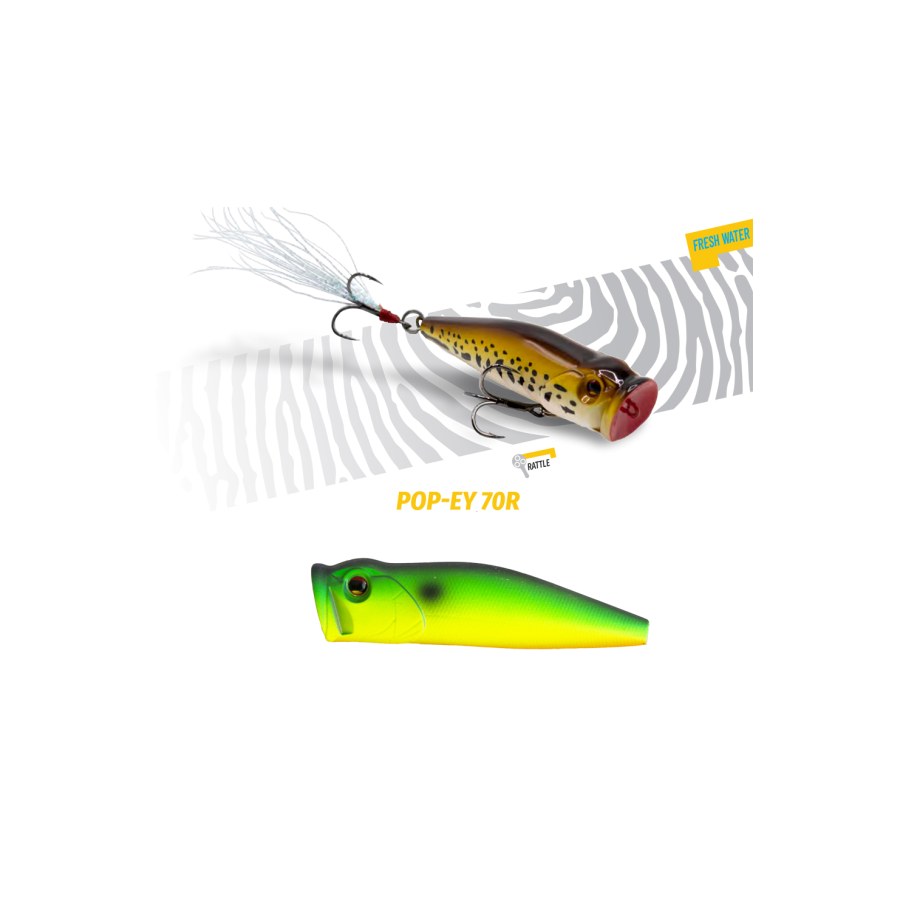 Vobler POPPER HERAKLES POP-EY 70 R 7cm 19.5gr Green Tiger - thumbnail Vobler POPPER HERAKLES POP-EY 70 R 7cm 19.5gr Green Tiger - imagine 1