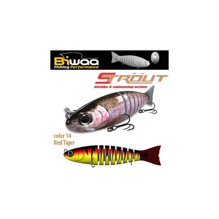 Vobler BIWAA STROUT 6.5″ 16cm 52gr 14 Red Tiger - thumbnail Vobler BIWAA STROUT 6.5" 16cm 52gr 14 Red Tiger - imagine 1